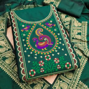 Elegant Paithani Style Unstitched Dress Material