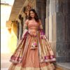 Peach Front 2 Elegant Paithani Lehenga Choli for Weddings