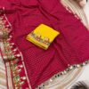 Stylish Viscose Checks Karwachauth Satin Border Saree