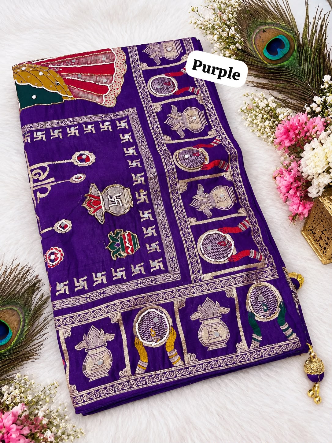 Elegant Dola Viscose Meena Saree for Karwachauth