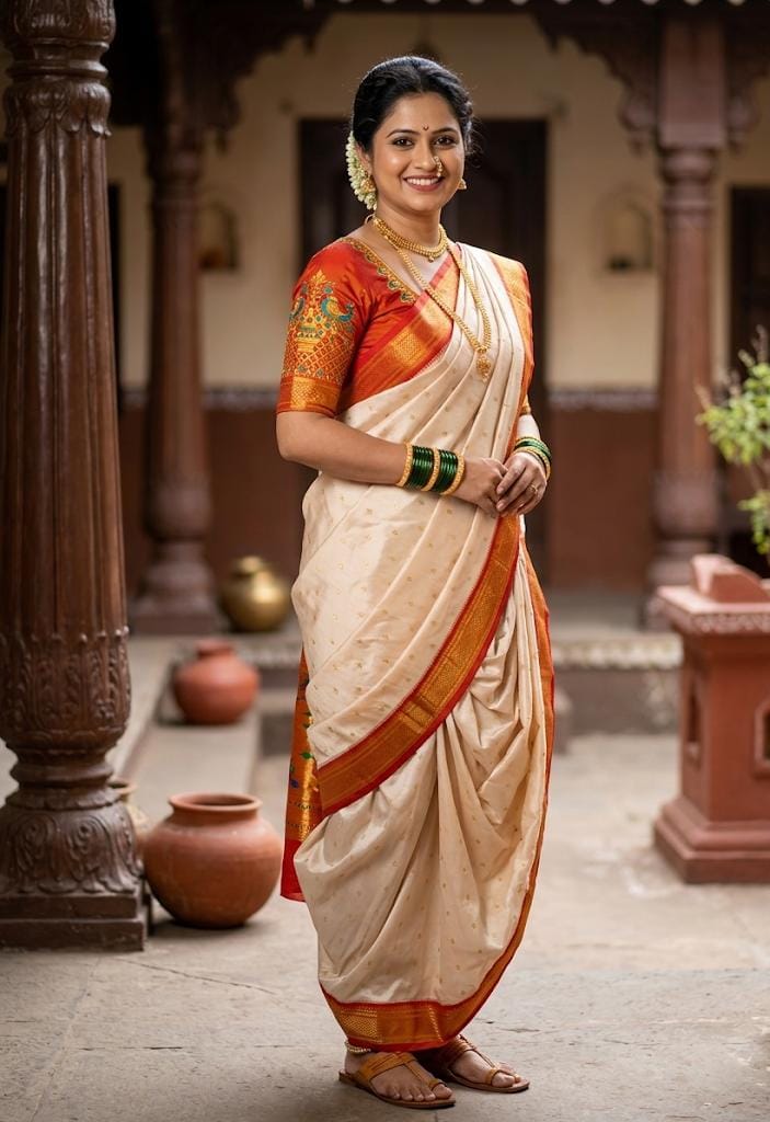 Traditional 9 Vaar Katan Silk Maharani Paithani