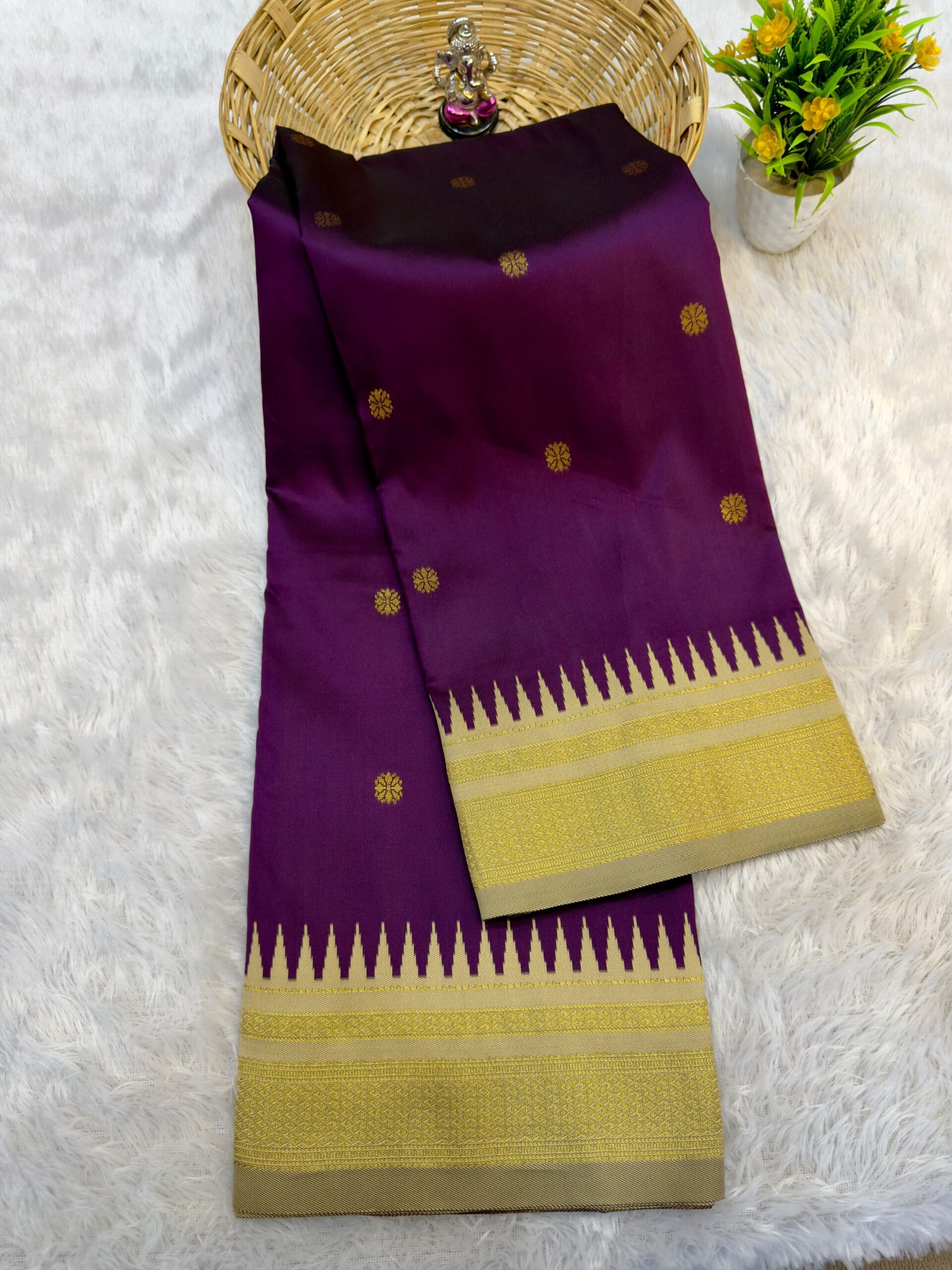Half Silk Irkal Paithani Saree in elegant purple with zari work.