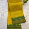 Half Silk Irkal Paithani Saree for Women in yellow with green border.