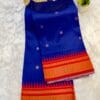 Half Silk Irkal Paithani Saree for Women in blue with elegant drapes.