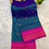 Half Silk Irkal Paithani Saree for Women in elegant teal and pink.