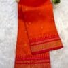 Half Silk Irkal Paithani Saree in vibrant orange with zari work.
