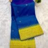 Half Silk Irkal Paithani Saree in blue and yellow.