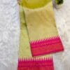 Half Silk Irkal Paithani Saree in elegant green with pink border.