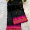 Half Silk Irkal Paithani Saree for Women in black with zari work.