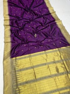 Half Silk Irkal Paithani Saree in elegant purple with zari work.