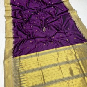 Half Silk Irkal Paithani Saree in elegant purple with zari work.
