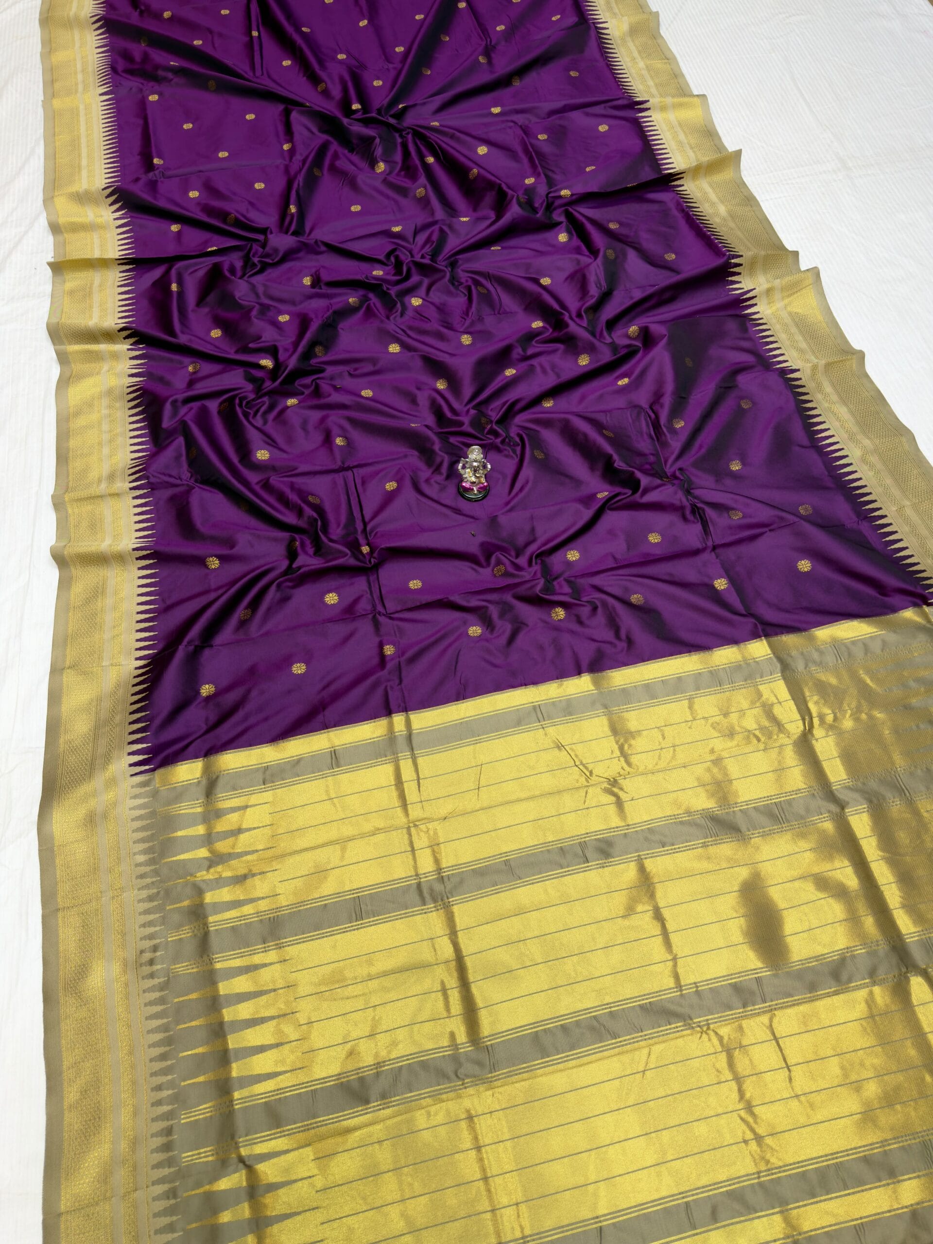 Half Silk Irkal Paithani Saree in elegant purple with zari work.
